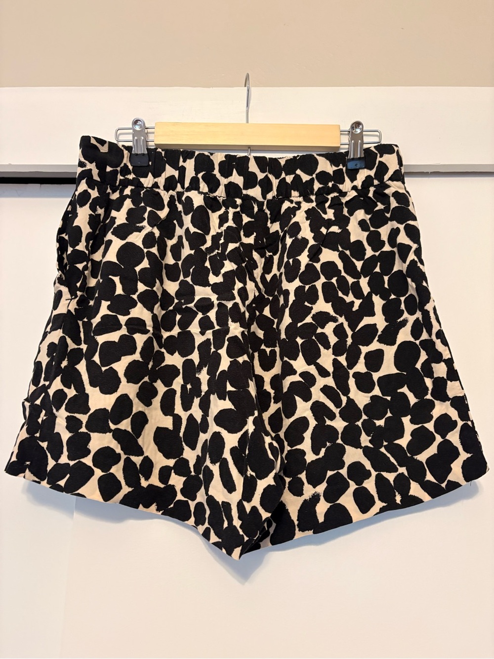 High-Waist Black and Cream Animal Print Women’s Shorts